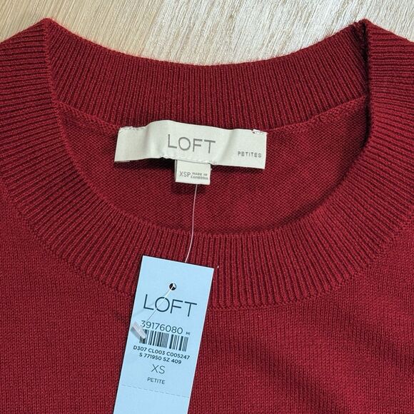 LOFT NWT Petite Luxe Knit Sweater Dark Red Size XSmall Petite - Picture 5 of 7